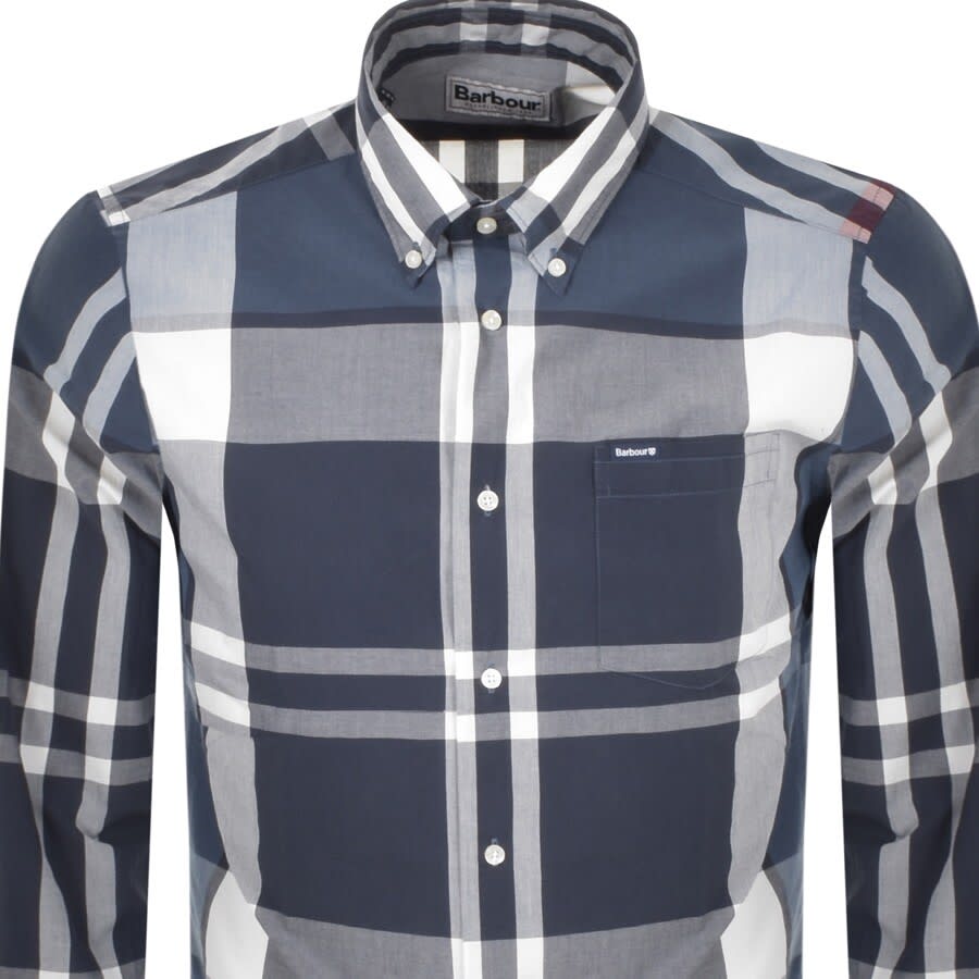 Image number 2 for Barbour Harris Check Long Sleeved Shirt Navy