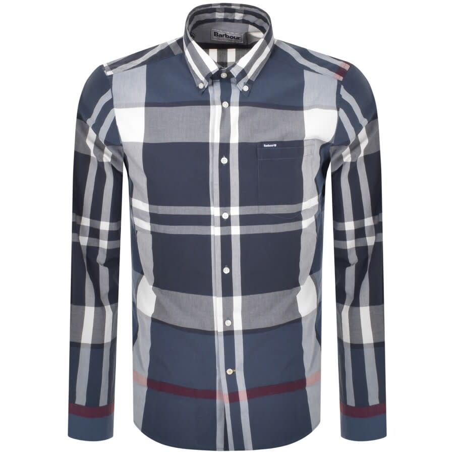 Image number 1 for Barbour Harris Check Long Sleeved Shirt Navy
