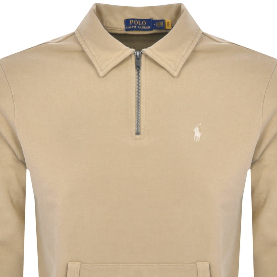 Image number 2 for Ralph Lauren Half Zip Sweatshirt Beige