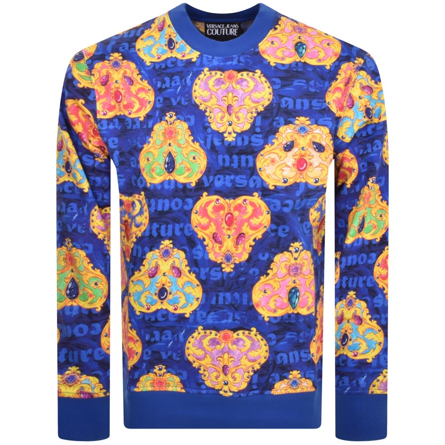 Image number 1 for Versace Jeans Couture Heart Sweatshirt Blue