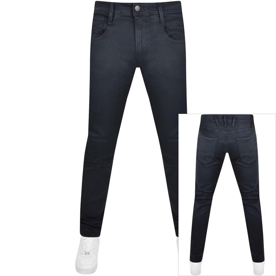 Image number 1 for Replay Anbass Slim Fit Hyperflex Jeans Navy