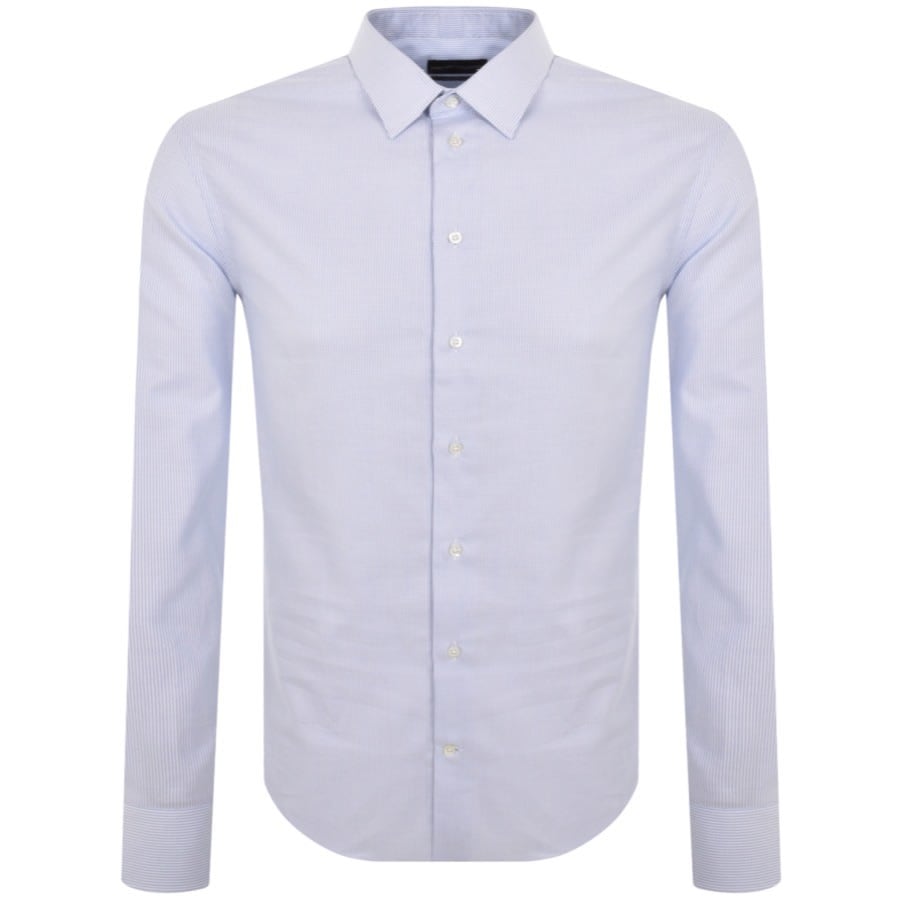 Image number 1 for Emporio Armani Logo Long Sleeve Shirt Blue
