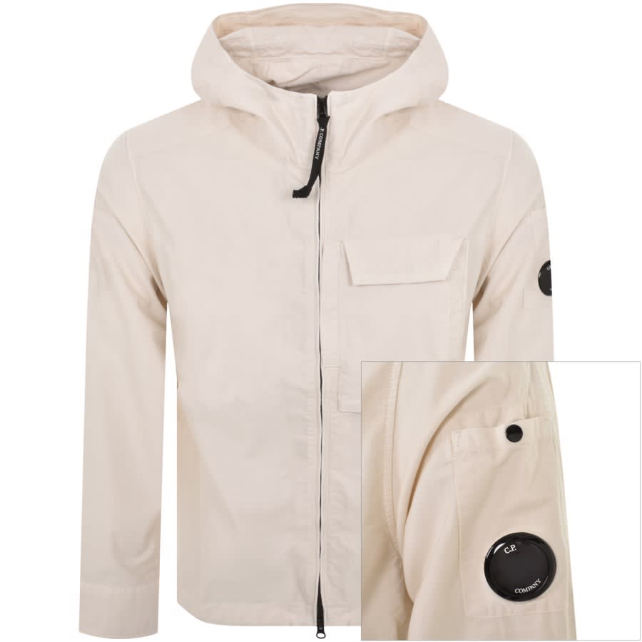 Image number 1 for CP Company Long Sleeved Full Zip Overshirt Cream