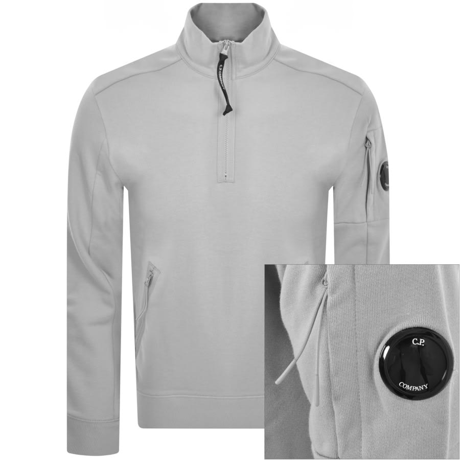 Image number 1 for CP Company Half Zip Sweatshirt Grey