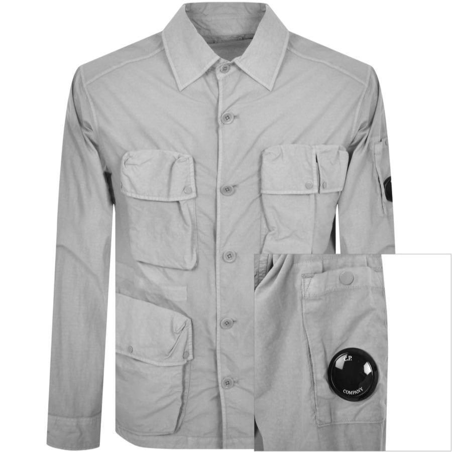 CP Company Gabardine Utility Overshirt Grey | Mainline Menswear