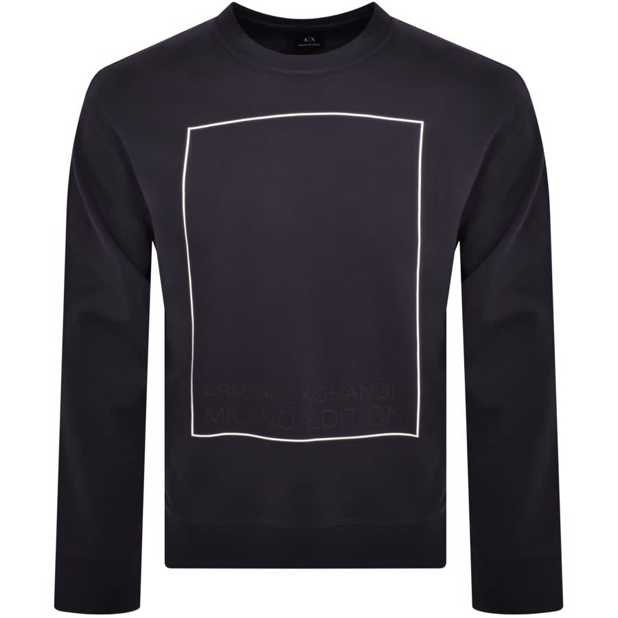 Image number 1 for Armani Exchange Crew Neck Logo Sweatshirt Navy