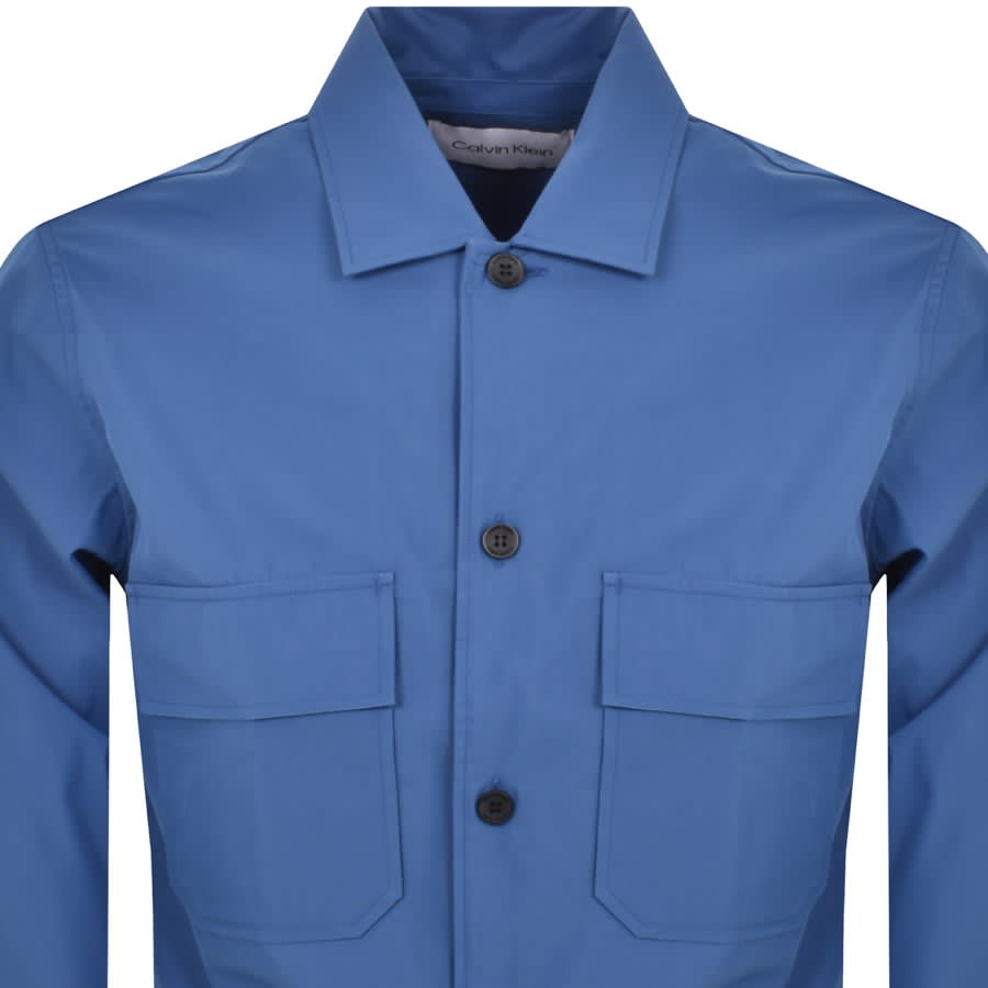 Image number 2 for Calvin Klein Cotton Nylon Overshirt Jacket Blue