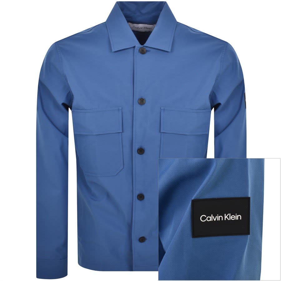 Image number 1 for Calvin Klein Cotton Nylon Overshirt Jacket Blue