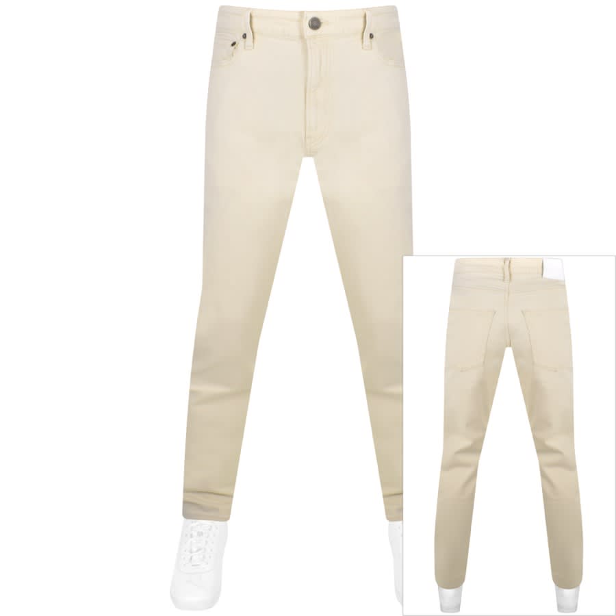 Image number 1 for Calvin Klein Tapered Fit Jeans Beige