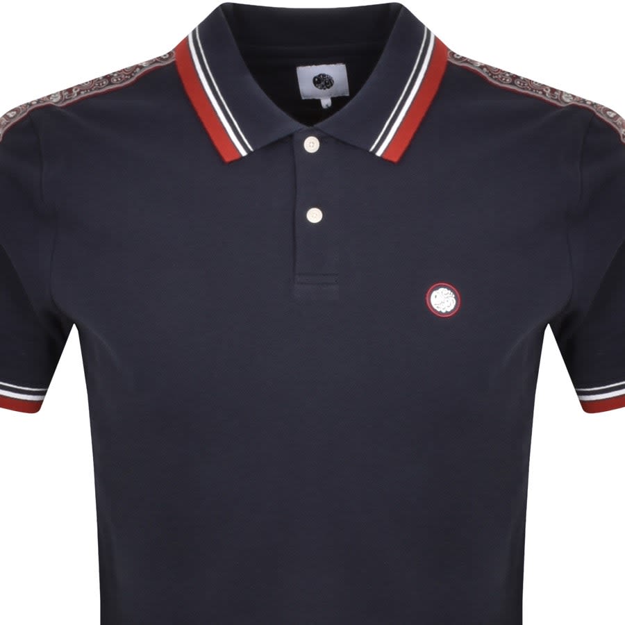 Image number 2 for Pretty Green Eclipse Tape Polo T Shirt Navy