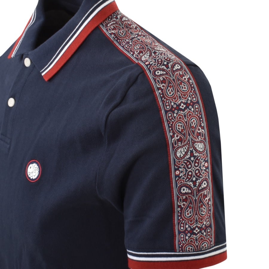 Image number 3 for Pretty Green Eclipse Tape Polo T Shirt Navy