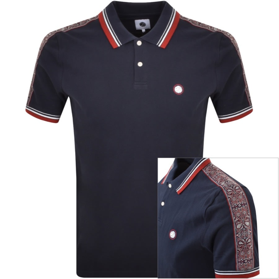 Image number 1 for Pretty Green Eclipse Tape Polo T Shirt Navy