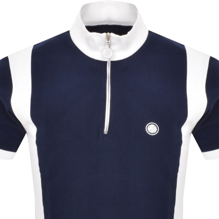 Image number 2 for Pretty Green Prestleigh Zip Neck T Shirt Navy