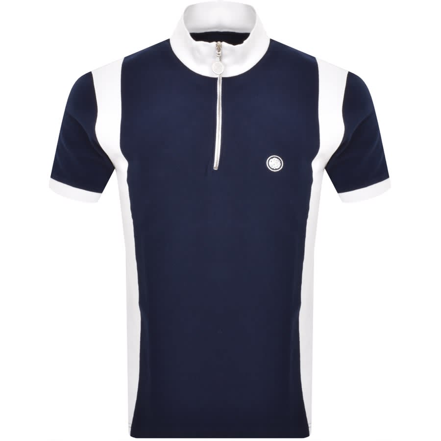 Image number 1 for Pretty Green Prestleigh Zip Neck T Shirt Navy