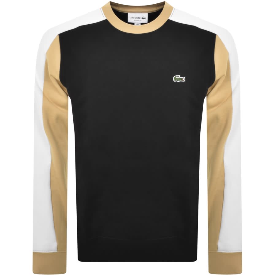 Image number 1 for Lacoste Panel Crew Neck Sweatshirt Black