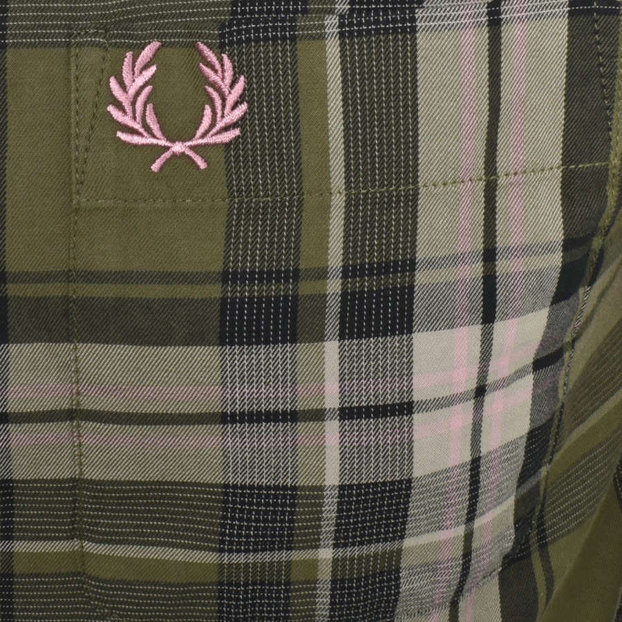 Image number 3 for Fred Perry Long Sleeved Tartan Shirt Green