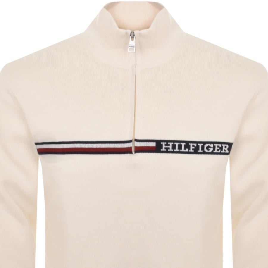 Image number 2 for Tommy Hilfiger Half Zip Sweatshirt Cream