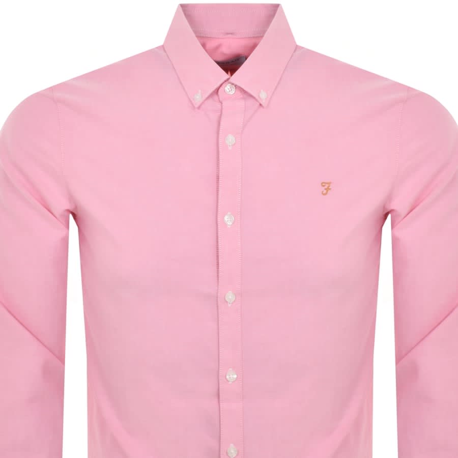 Image number 2 for Farah Vintage Brewer Long Sleeve Shirt Pink