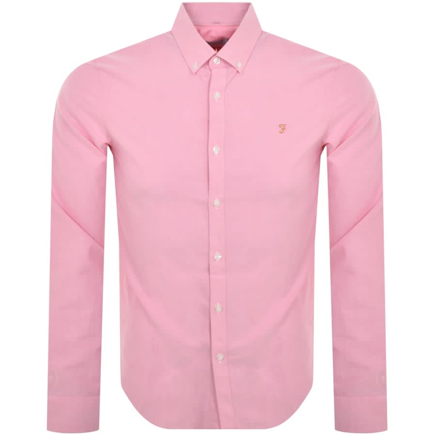 Image number 1 for Farah Vintage Brewer Long Sleeve Shirt Pink