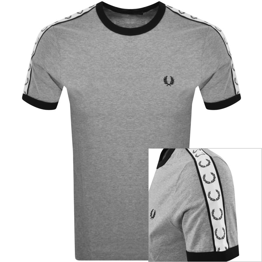 Image number 1 for Fred Perry Taped Ringer T Shirt Grey