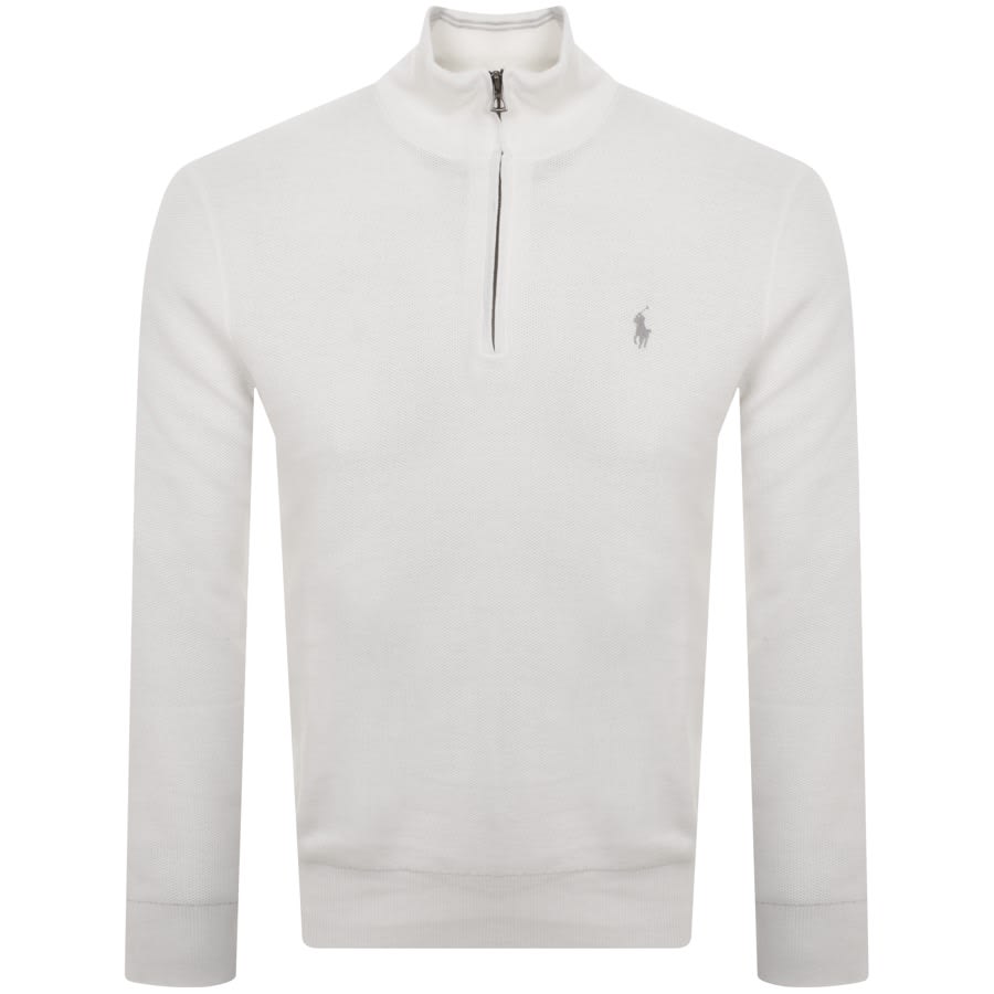 Image number 1 for Ralph Lauren Half Zip Knit Jumper White