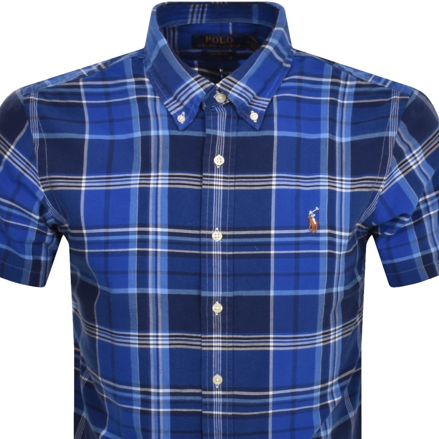 Image number 2 for Ralph Lauren Short Sleeve Check Shirt Blue