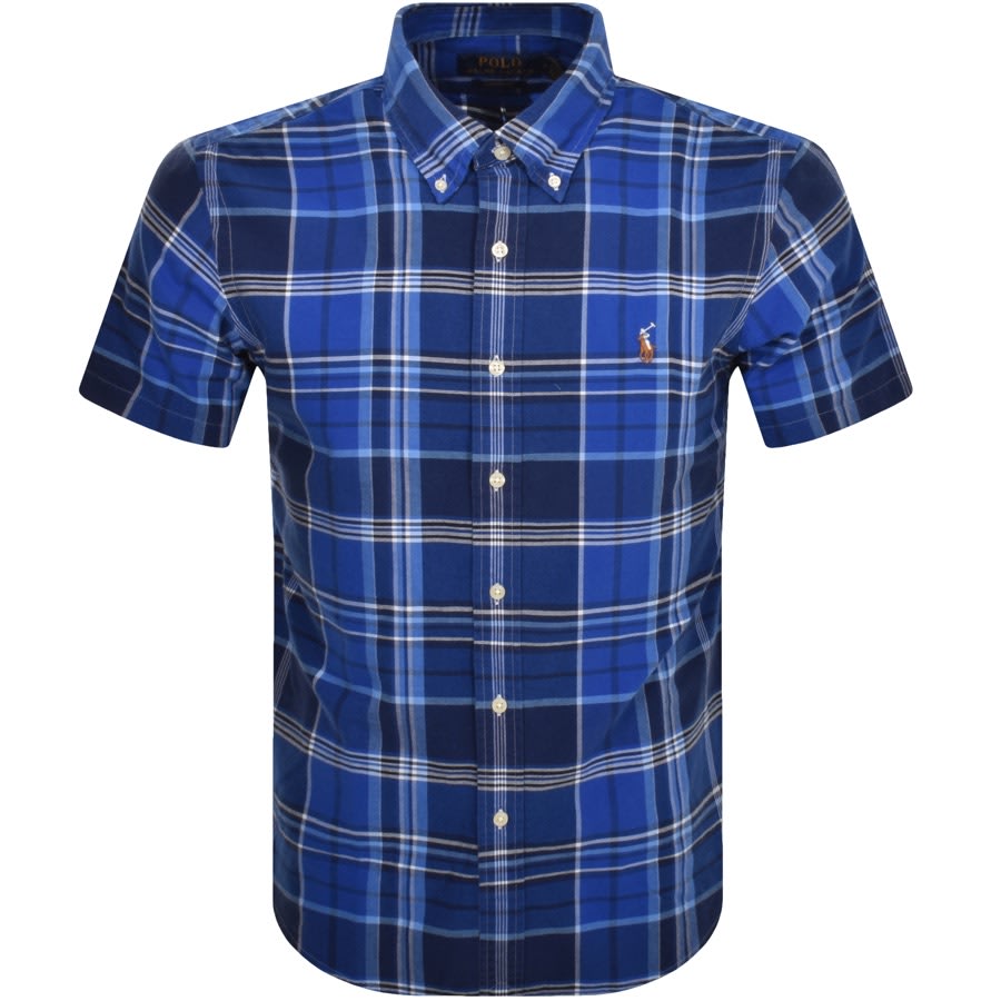 Image number 1 for Ralph Lauren Short Sleeve Check Shirt Blue