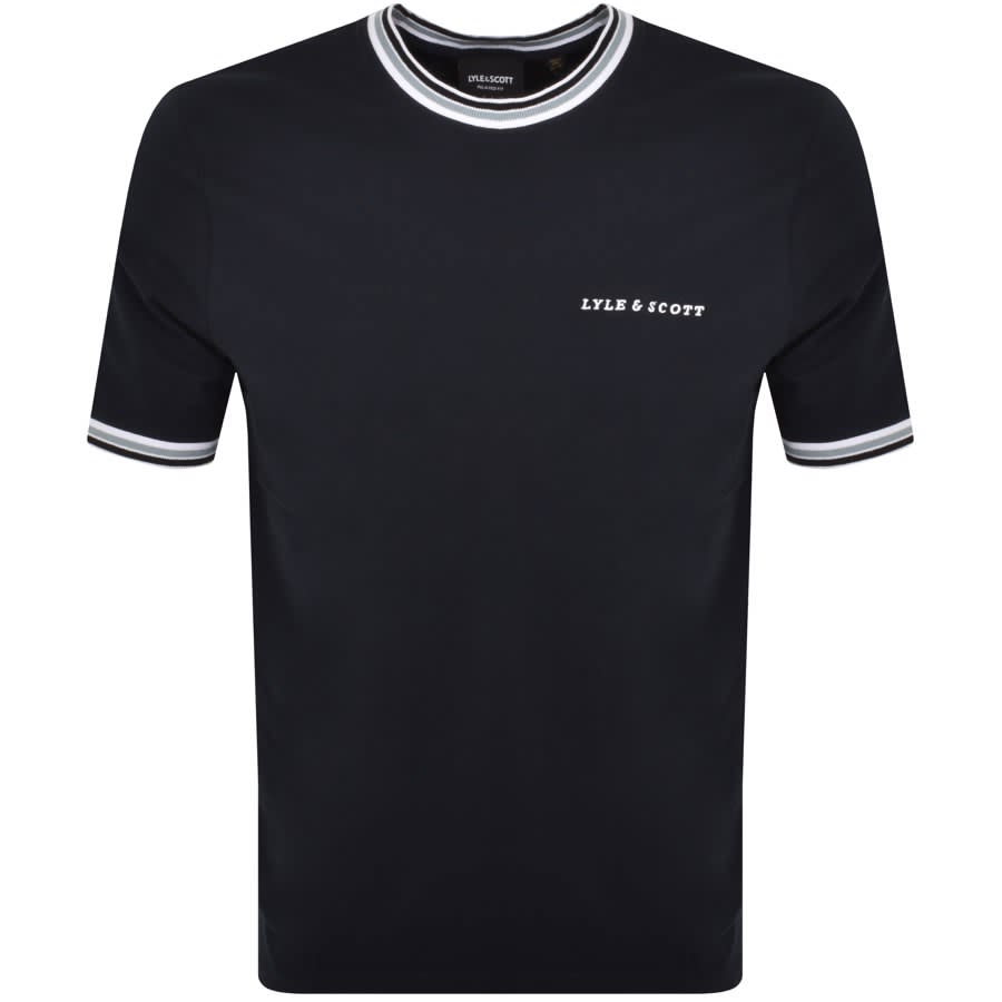 Image number 1 for Lyle And Scott Embroidered Tipped T Shirt Navy