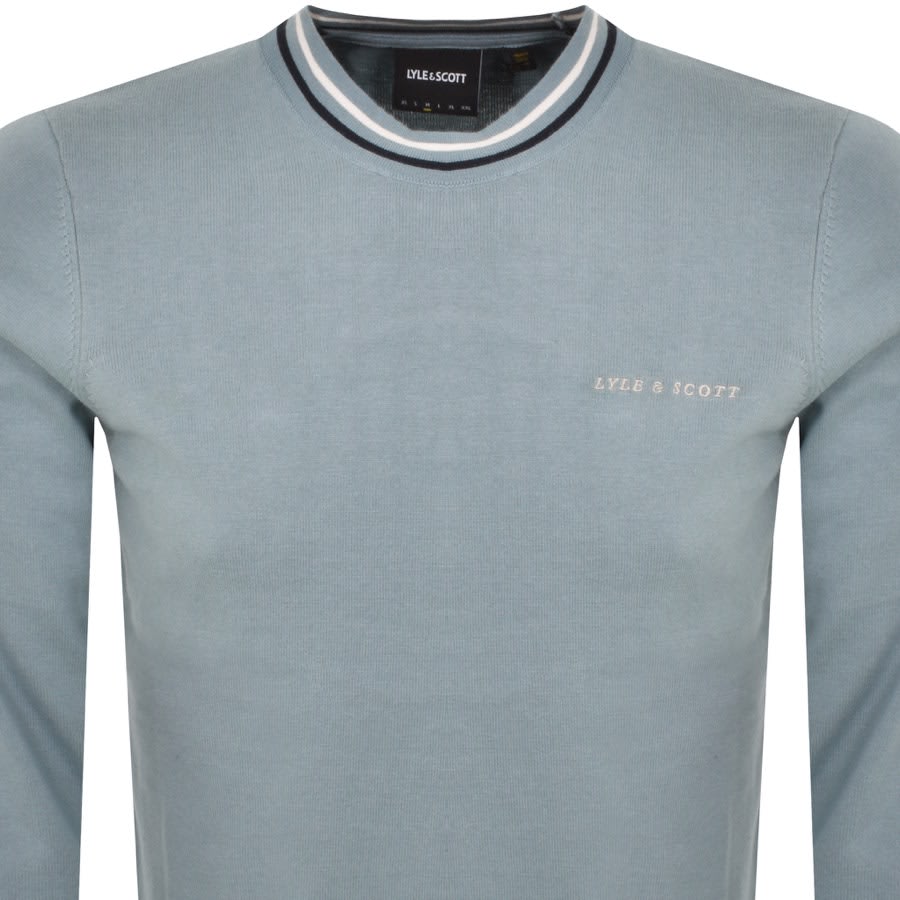 Image number 2 for Lyle And Scott Tipped Crew Neck Jumper Blue