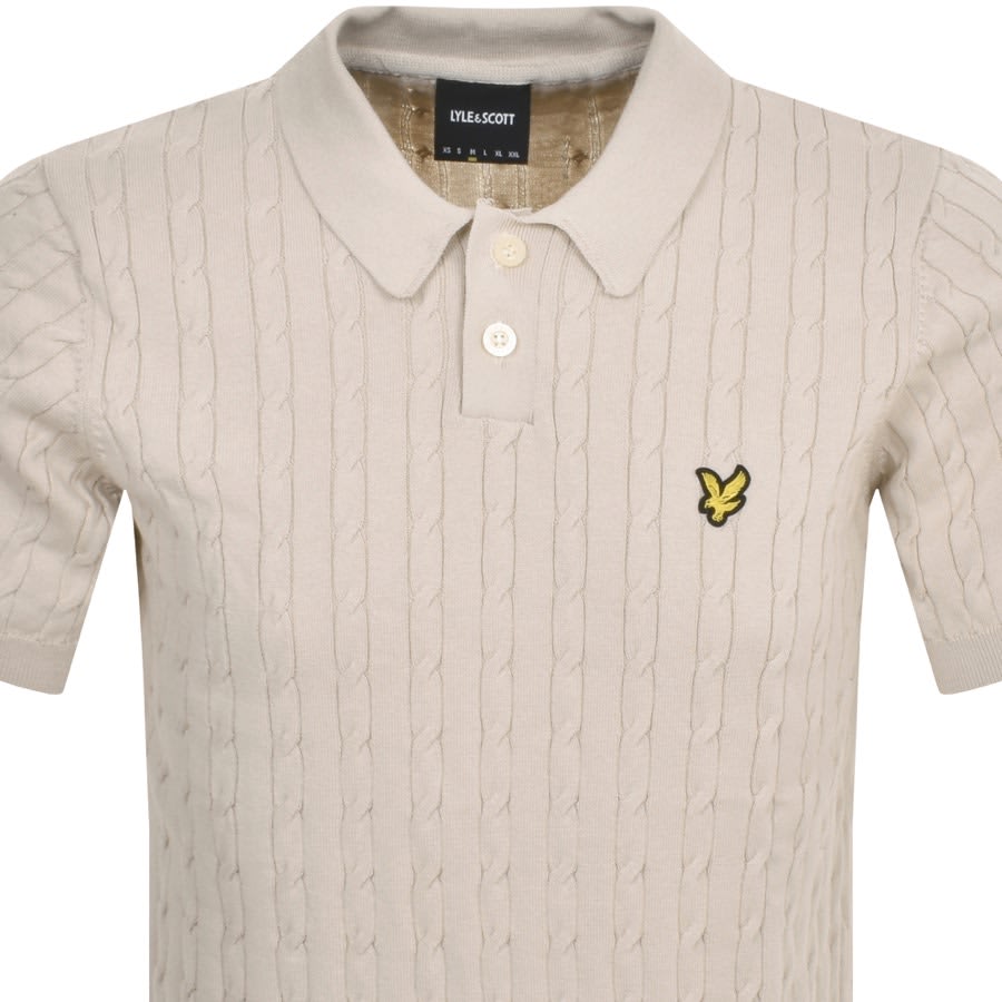 Image number 2 for Lyle And Scott Cable Knitted Polo T Shirt Beige