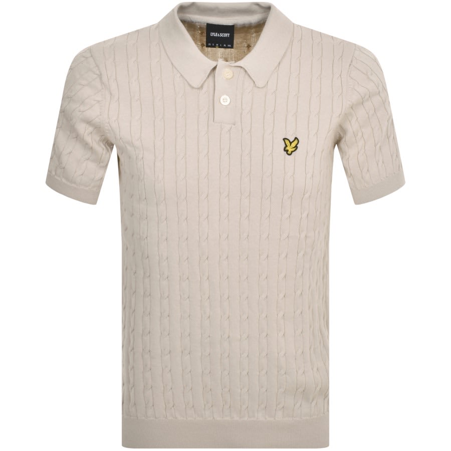 Image number 1 for Lyle And Scott Cable Knitted Polo T Shirt Beige