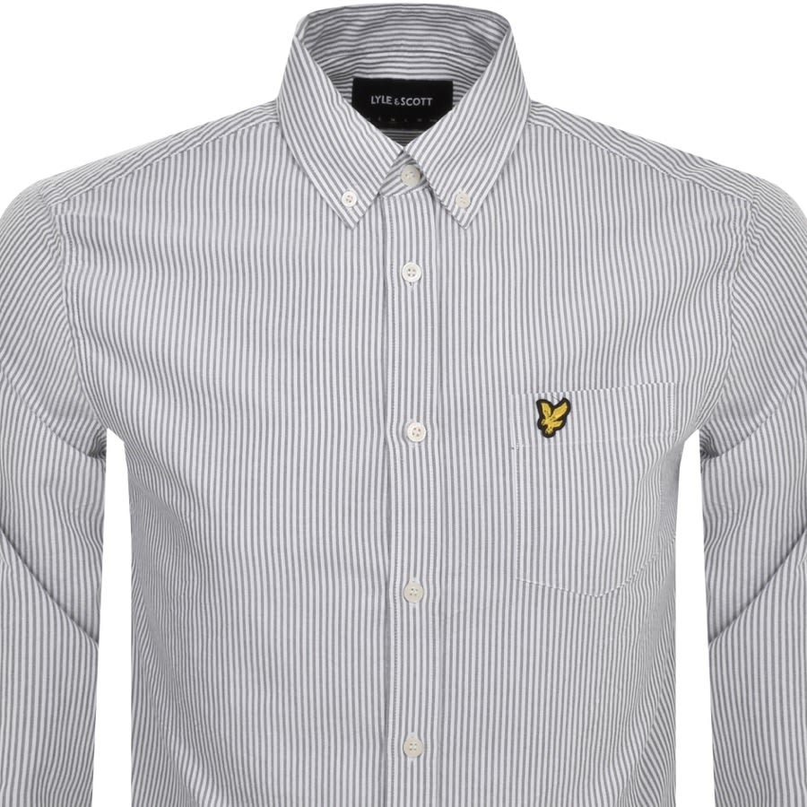 Image number 2 for Lyle And Scott Stripe Oxford Shirt Grey