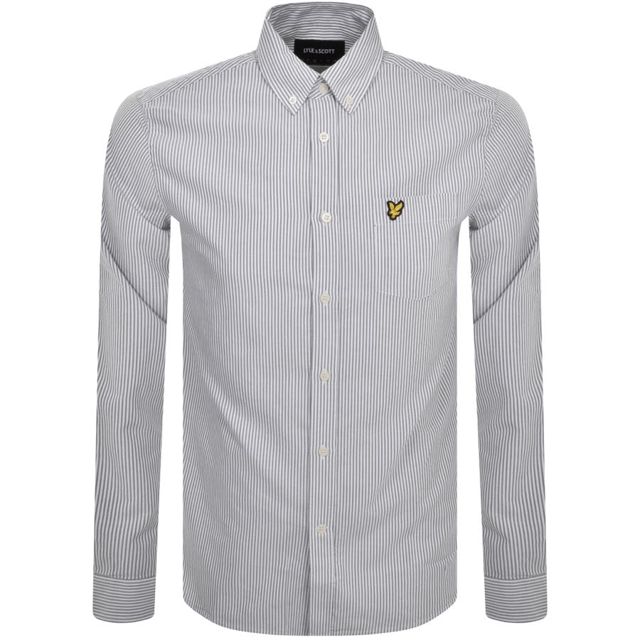 Image number 1 for Lyle And Scott Stripe Oxford Shirt Grey