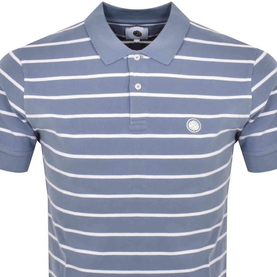 Image number 2 for Pretty Green Orion Stripe Polo T Shirt Blue