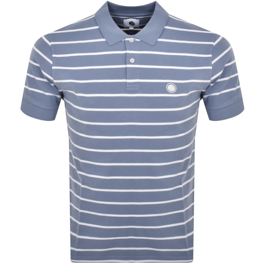 Image number 1 for Pretty Green Orion Stripe Polo T Shirt Blue