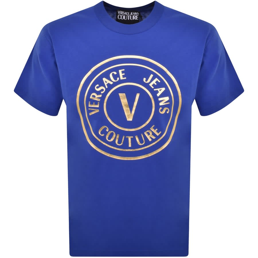 Image number 1 for Versace Jeans Couture Foil Logo T Shirt Blue