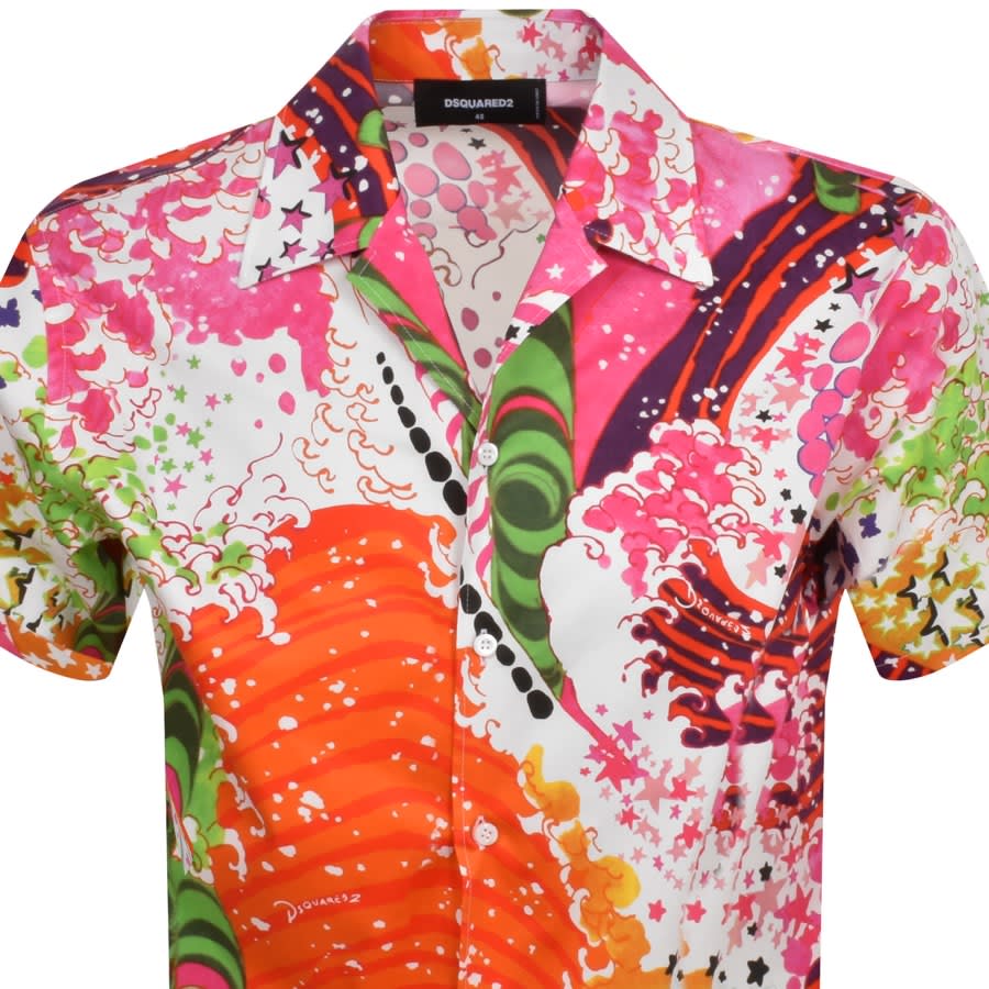 Image number 2 for DSQUARED2 Psychedelic Dreams Hawaii Shirt Pink