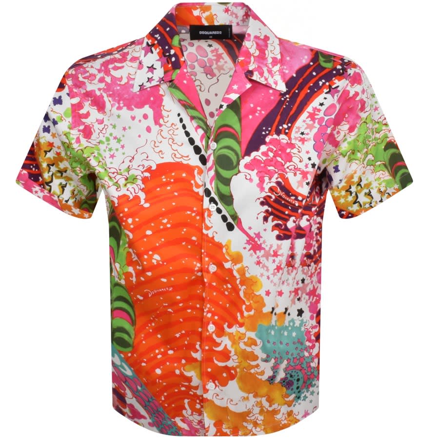 Image number 1 for DSQUARED2 Psychedelic Dreams Hawaii Shirt Pink