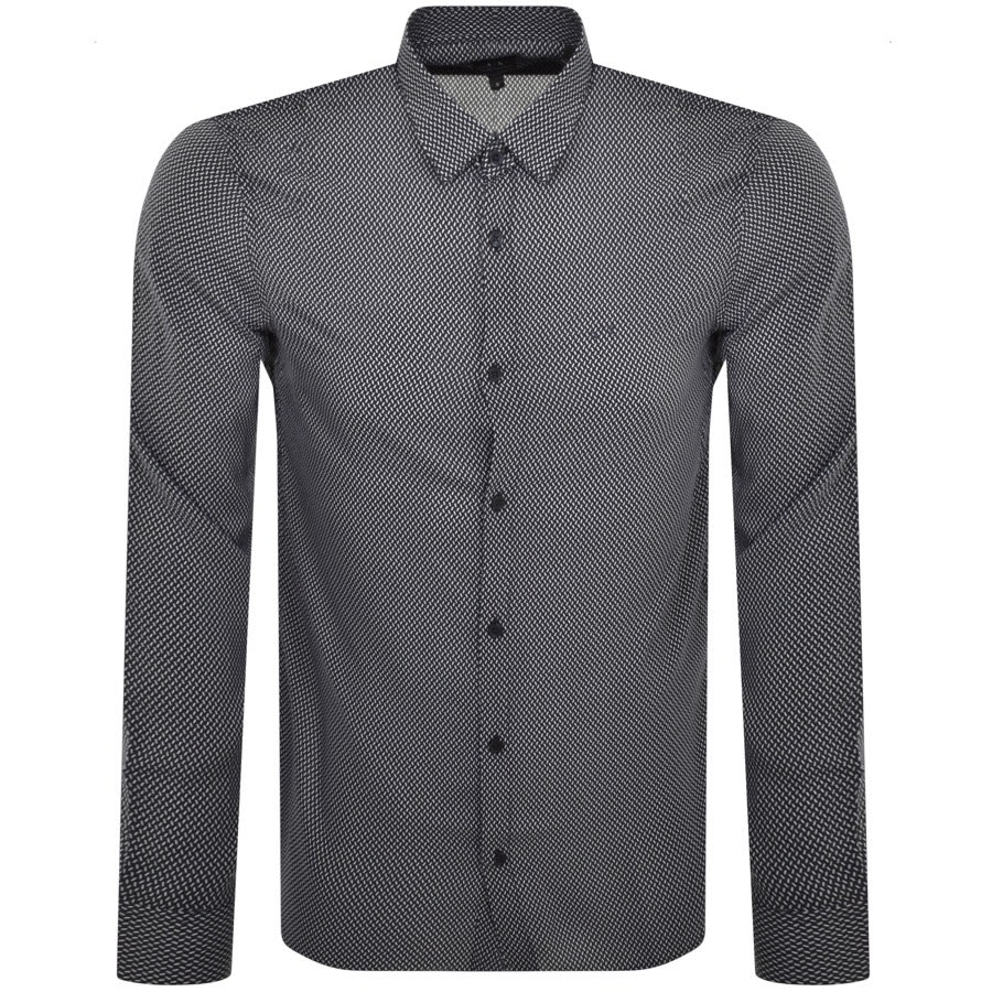 Image number 1 for Armani Exchange Long Sleeve Shirt Navy