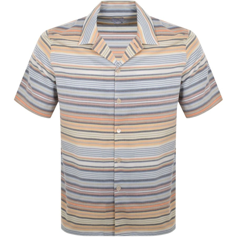 Image number 1 for Paul Smith Short Sleeve Striped Shirt Blue