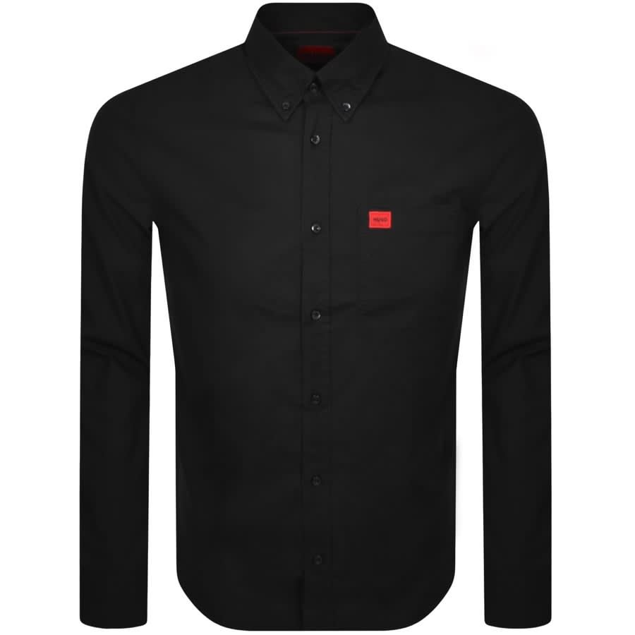 Image number 1 for HUGO Long Sleeved Evito Shirt Black