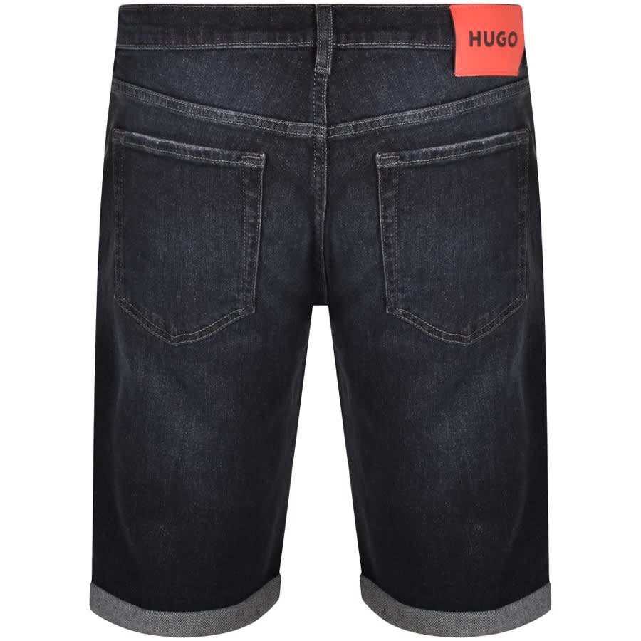 Image number 2 for HUGO 634 Denim Logo Dark Wash Shorts Black