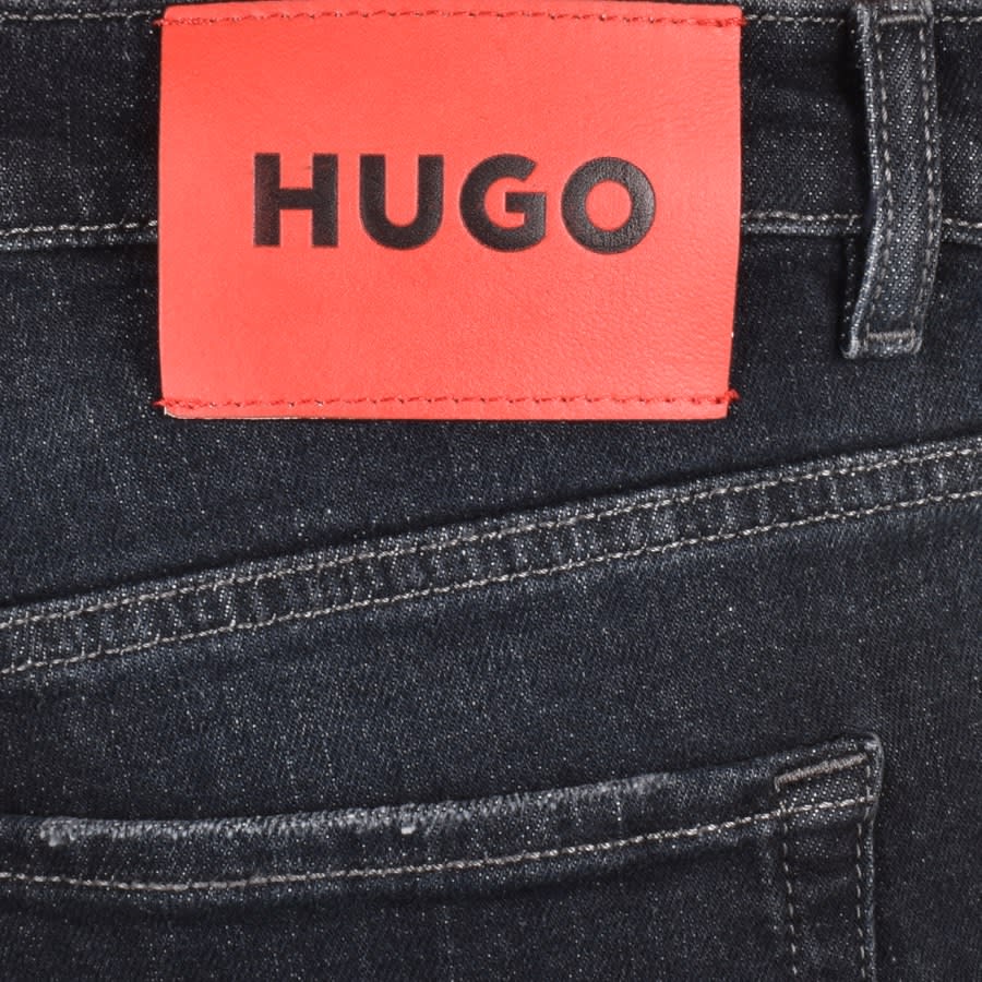 Image number 3 for HUGO 634 Denim Logo Dark Wash Shorts Black