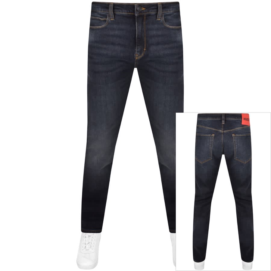 Image number 1 for HUGO 708 Slim Fit Dark Wash Jeans Grey