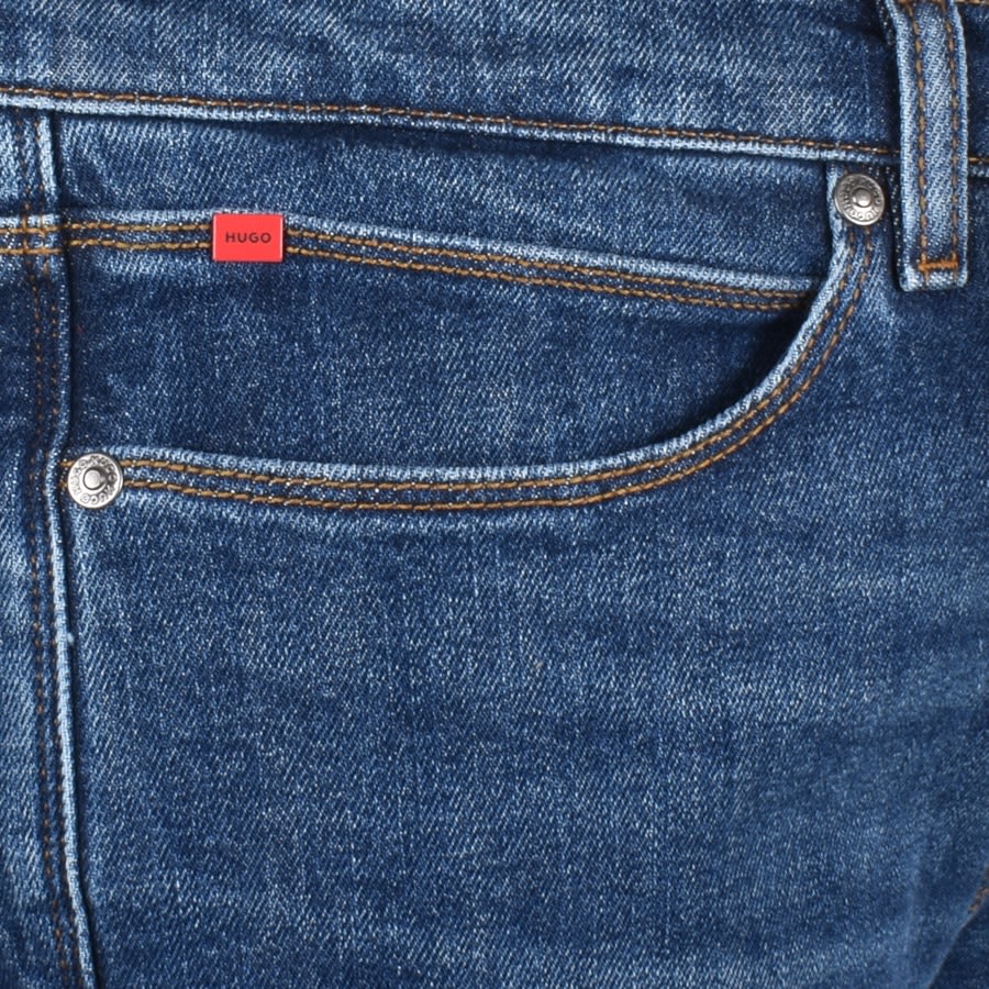 Image number 4 for HUGO 708 Slim Fit Mid Wash Jeans Blue