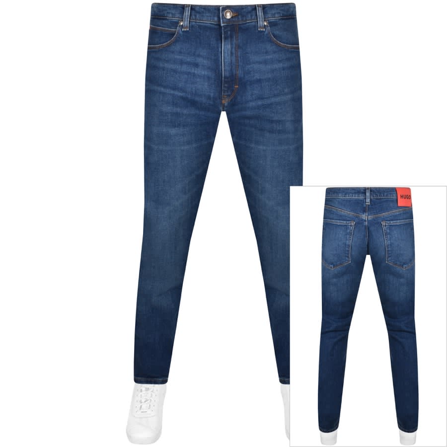 Image number 1 for HUGO 708 Slim Fit Mid Wash Jeans Blue