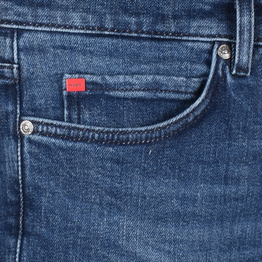 Image number 4 for HUGO 634 Tapered Fit Mid Wash Jeans Blue