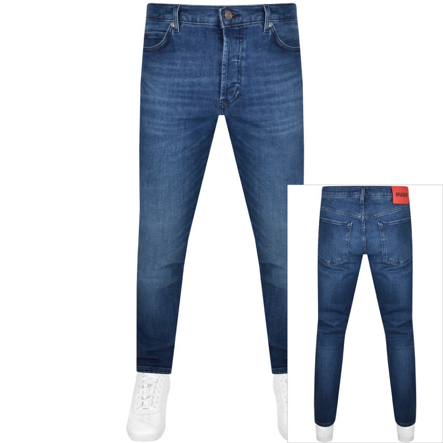 Image number 1 for HUGO 634 Tapered Fit Mid Wash Jeans Blue