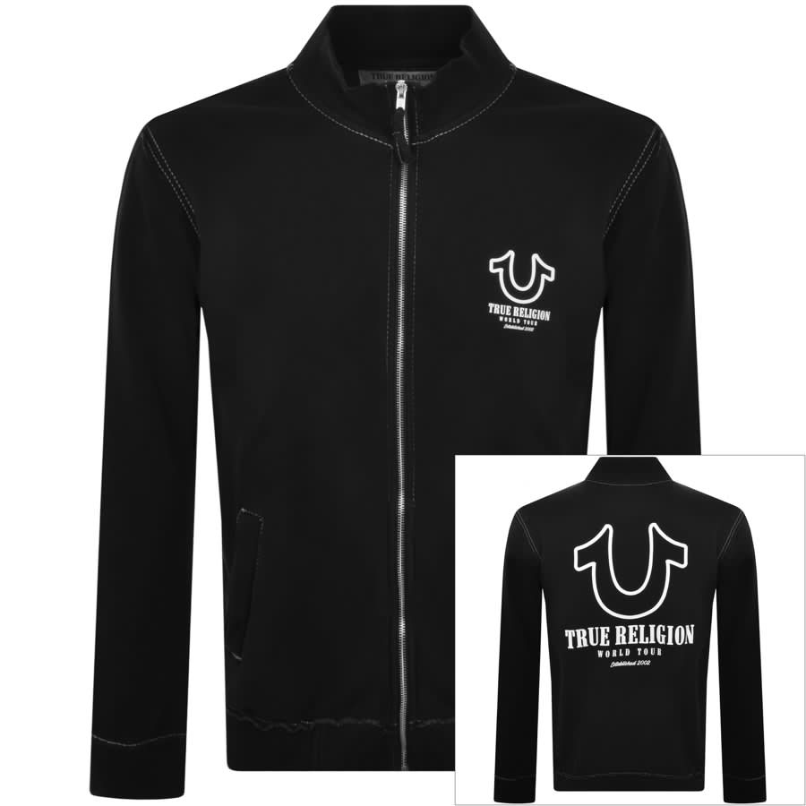 Image number 1 for True Religion Big T Full Zip Sweatshirt Black