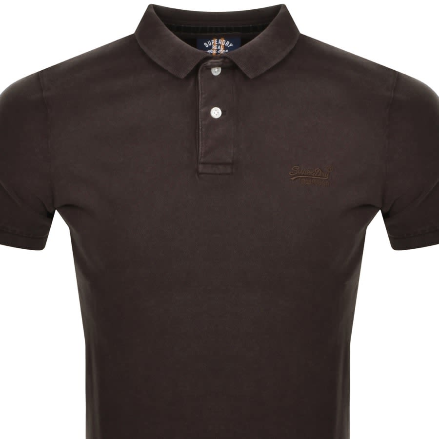 Image number 2 for Superdry Short Sleeved Polo T Shirt Brown
